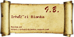 Irházi Bianka névjegykártya